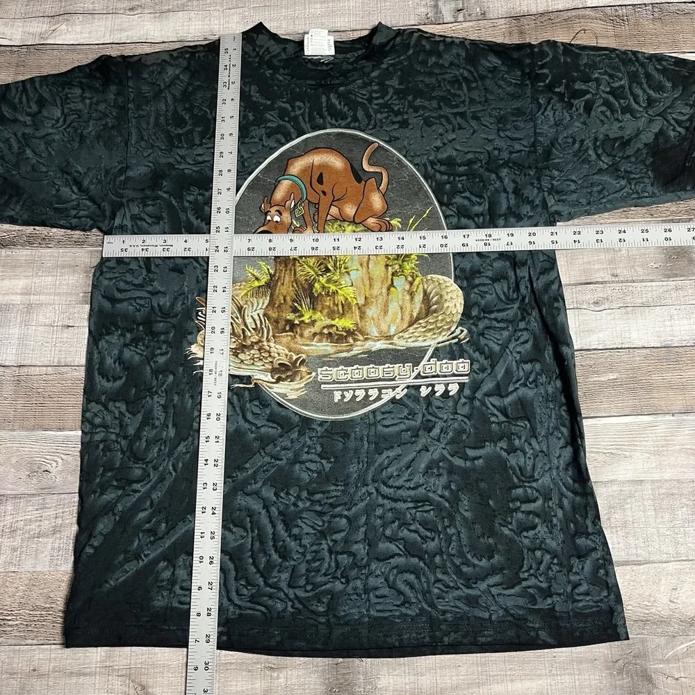 Scooby Doo Shirt Size Large Black Vintage 90s Tie Dye Dragon Monster Scary